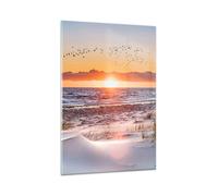 Cuadro Sobre Vidrio 80x120cm Cuadros Pared Sol Playa Aves Wall Art Prints Decor