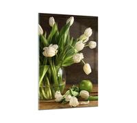 Cuadro Sobre Vidrio 80x120cm Cuadros Tulipanes manzana ramo de flores primavera