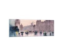 Cuadro Sobre Vidrio 90x30cm Cuadros Pared Acuarela Ciudad Monumentos Históricos