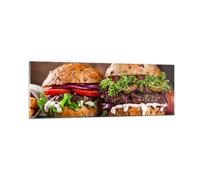 Cuadro Sobre Vidrio 90x30cm Cuadros Pared Americano hamburguesa comida barbacoa