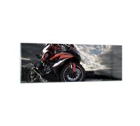 Cuadro Sobre Vidrio 90x30cm Cuadros Pared Deporte carrera motocicleta viaje Art