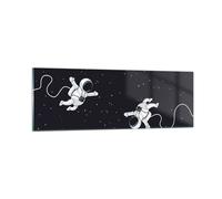 Cuadro Sobre Vidrio 90x30cm Cuadros Pared Dibujos animados astronautas cosmos