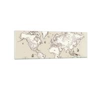 Cuadro Sobre Vidrio 90x30cm Cuadros Pared Mapa Mundo clásico continentes Art