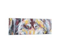 Cuadro Sobre Vidrio 90x30cm Cuadros Pared Óleo Lobo Perro Wall Art Prints Decor