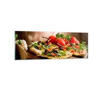 Cuadro Sobre Vidrio 90x30cm Cuadros Pared Pizza vegetariana italia comida Art