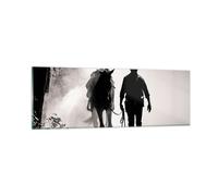 Cuadro Sobre Vidrio 90x30cm Cuadros Pared vaquero caballo sombra Wall Art Prints