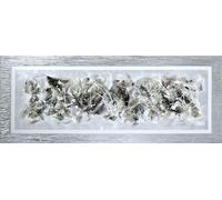 Cuadroexpres - Cuadro Pintado Abstracto Blanco y Negro, gris y Plata 150x60 cm, con Relieve y Piedras Brillantes, Sobre lienzo 100% original, Firmado por el Artista