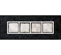 Cuadroexpres - Cuadro Pintado Mandalas en Plata, 150x60 cm, con Relieve y con Marco Negro Pintado en el Lienzo 100% Original, para Encima del Sofá o la Cama