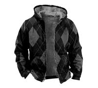 Cuadros 3D Impresión Hombres Peluche Chaqueta Cremallera Sudadera Manga Larga Sherpa Forrado Sudaderas con Capucha Invierno Ropa