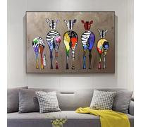 Cuadros abstractos de cebra en lienzo para pared, carteles y grabados de animales africanos para decoración de pared de sala de estar moderna, 50x75cm(20x30 pulgadas), marco interior