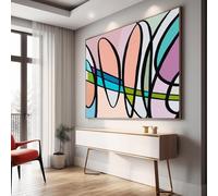 Cuadros abstractos de estilo Mid Century en color verde oliva, impresos en lienzo Obra de arte moderna de gran tamaño con marco para sala de estar (80x130cm/32x51in)