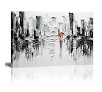 Cuadros abstractos en blanco y negro ciudad estilo industrial 140 x 80 cm moderno lienzo grande XXL sala de estar impresión lienzo lienzo diseño pared cuadro sobre lienzo listo para colgar