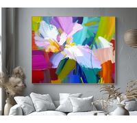 Cuadros abstractos florales coloridos impresos en lienzo, modernos, de gran tamaño y enmarcados, para sala de estar o dormitorio (90x120cm/35x47in)