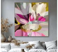 Cuadros abstractos florales en lienzo, estilo moderno, grandes y enmarcados, ideales para decorar la sala de estar o el dormitorio (90x90cm/35x35in)
