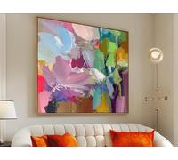 Cuadros abstractos florales en lienzo, modernos, grandes y enmarcados, ideales para sala de estar o dormitorio (30x30cm/12x12in)