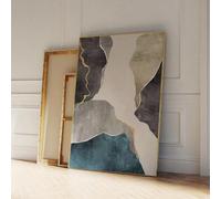 Cuadros abstractos, pinturas de lujo sobre lienzo, textura nórdica, estampados verdes, póster para decoración del hogar, sala de estar, dormitorio 30x52cm/12x20in marco interior