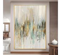 Cuadros artísticos de pared abstractos dorados, lienzo de pared abstracto, cuadro artístico, pintura al óleo, decoración de habitación, murales, ilustraciones, 90x125cm/35x49 in con marco dorado