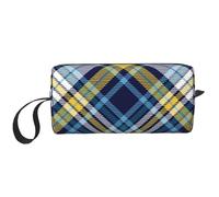 Cuadros Azul Marino Amarillo Blanco Belleza Masculina, Bolsa de Maquillaje Bolsa de cosméticos Bolsa de artículos de tocador de Viaje portátil Bolsa de Maquillaje