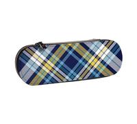 Cuadros Azul Marino Amarillo Blanco Belleza Masculina, Estuche para lápices Estuche para lápices de Cuero de PU Estuche para lápices de Gran Capacidad Estuche para lápices Bolsa de cosméticos