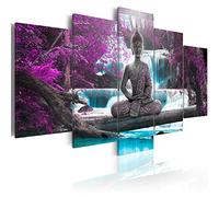 Cuadros B&D XXL - Cuadro de cristal acrílico 100x50 cm Impresión de 5 Piezas Pintura sobre Vidrio Imagen Gráfica Decoracion de Pared Buda Buddha Zen Spa Cascada c-A-0021-k-o