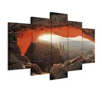 Cuadros B&D XXL - Cuadro en Lienzo 150x75 cm 5 piezas - Impresión en material tejido no tejido cuadros decoracion salon modernos lienzos decorativos dormitorios - Paisaje Sol Canyon Arco c-B-0240-b-m