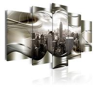 Cuadros B&D XXL - Cuadro en Lienzo 150x75 cm New York 5 piezas - Impresión en material tejido no tejido cuadros decoracion salon modernos lienzos - Ciudad Paisaje Nueva York NY d-A-0032-b-n