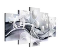 Cuadros B&D XXL - Cuadro en Lienzo Abstracto 100x50 cm 5 piezas - Impresión en material tejido no tejido cuadros decoracion salon modernos lienzos - Flores ornamento Arte Flor b-A-0226-b-n