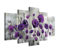 Cuadros B&D XXL - Cuadro en Lienzo Amapolas 150x75 cm Flores 5 piezas - Impresión en material tejido no tejido cuadros decoracion salon modernos lienzos - rojo flores naturaleza b-A-0001-b-p