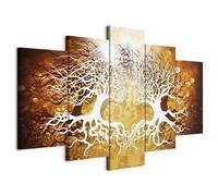 Cuadros B&D XXL - Cuadro en Lienzo Arbol Personas Amor 150x75 cm Abstracto 5 piezas - Impresión en material tejido no tejido cuadros decoracion salon modernos lienzos - Arte b-A-0284-b-n