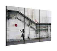 Cuadros B&D XXL - Cuadro en Lienzo Banksy 135x90 cm 3 piezas - Impresión en material tejido no tejido cuadros decoracion salon modernos lienzos decorativos -d Street Art Girl with baloon i-B-0030-b-e