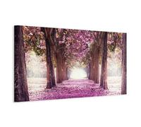 Cuadros B&D XXL - Cuadro en Lienzo Bosque Flores 90x30 cm 1 parte impresión en material tejido no tejido cuadro de pared impresión artística decoración Naturaleza Paisaje c-A-0052-b-c