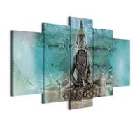 Cuadros B&D XXL - Cuadro en Lienzo Buda 100x50 cm 5 piezas - Impresión en material tejido no tejido cuadros decoracion salon modernos lienzos - Estatua Feng Shui Ornamento Abstracto p-C-10000-b-a