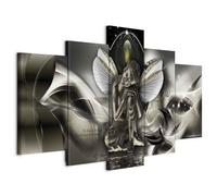 Cuadros B&D XXL - Cuadro en Lienzo Buda 225x112 cm 5 piezas - Impresión en material tejido no tejido cuadros decoracion salon modernos lienzos - Oriente Zen Cascada h-A-0008-b-o