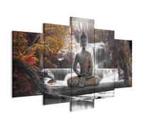 Cuadros B&D XXL - Cuadro en Lienzo Buda Buddha 200x100 cm 5 Piezas - Cuadros decorativos Decoracion Decorativo para Pared modernos dormitorios impresión artística - Oriente Zen Cascada c-A-0021-b-p