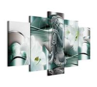 Cuadros B&D XXL - Cuadro en Lienzo Buda Zen Spa 150x75 cm 5 piezas - Impresión en material tejido no tejido cuadros decoracion salon modernos lienzos - Flores Naturaleza h-A-0028-b-n