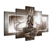 Cuadros B&D XXL - Cuadro en Lienzo Buda Zen Spa 200x100 cm 5 piezas - Impresión en material tejido no tejido cuadros decoracion salon modernos lienzos - Buddha Paisaje Cascada 020113-266