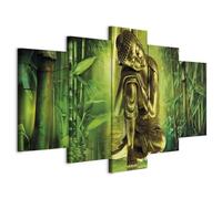 Cuadros B&D XXL - Cuadro en Lienzo Buda Zen Spa 200x100 cm 5 piezas - Impresión en material tejido no tejido cuadros decoracion salon modernos lienzos - Buddha Paisaje Cascada 020113-228