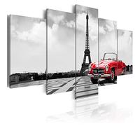 Cuadros B&D XXL - Cuadro en Lienzo Ciudad 150x75 cm 5 piezas - Impresión en material tejido no tejido cuadros decoracion salon modernos lienzos decorativos dormitorios - Paris Coche 030106-11