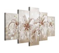 Cuadros B&D XXL - Cuadro en Lienzo Flores Lirios 100x50 cm 5 piezas - Impresión en material tejido no tejido cuadros decoracion salon modernos lienzos - Naturaleza Abstracto b-A-0314-b-n