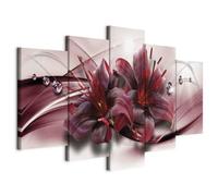 Cuadros B&D XXL - Cuadro en Lienzo Flores Lirios 150x75 cm 5 piezas - Impresión en material tejido no tejido cuadros decoracion salon modernos lienzos - Naturaleza Abstracto b-C-0155-b-n