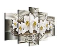 Cuadros B&D XXL - Cuadro en Lienzo Flores Lirios 150x75 cm 5 piezas - Impresión en material tejido no tejido cuadros decoracion salon modernos lienzos - Naturaleza Abstracto - b-A-0189-b-n