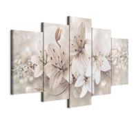Cuadros B&D XXL - Cuadro en Lienzo Flores Lirios 225x112 cm Impresión de 5 Piezas Material no Tejido cuadros para dormitorios Impresión Artística decorativo de Pared cuadro grande b-A-0297-b-n