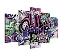 Cuadros B&D XXL - Cuadro en Lienzo Graffiti 100x50 cm 5 piezas - Impresión en material tejido no tejido cuadros decoracion salon modernos lienzos - Street Art colorido Arte i-A-0103-b-o