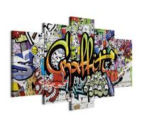 Cuadros B&D XXL - Cuadro en Lienzo Graffiti 225x112 cm 5 piezas - Impresión en material tejido no tejido cuadros decoracion salon modernos lienzos - Street Art colorido Arte i-A-0103-b-p