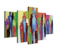 Cuadros B&D XXL - Cuadro en Lienzo multitud 100x50 cm 5 piezas - Impresión en material tejido no tejido cuadros decoracion salon modernos lienzos - colorido personas Abstracto 0101-53