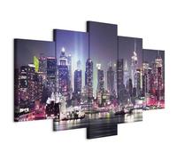 Cuadros B&D XXL - Cuadro en Lienzo New York 5 piezas - Impresión en material tejido no tejido cuadros decoracion salon modernos lienzos decorativos dormitorios - NY City Panorama Ciudad