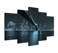 Cuadros B&D XXL - Cuadro en Lienzo Nueva York 100x50 cm 5 piezas - Impresión en material tejido no tejido cuadros decoracion salon modernos lienzos decorativos dormitorios - Ciudad Paisaje 030111-61