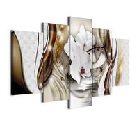 Cuadros B&D XXL - Cuadro en Lienzo Orquidea Flores 150x75 cm 5 piezas - Impresión en material tejido no tejido cuadros decoracion salon modernos lienzos - Naturaleza Abstracto b-A-0064-b-p