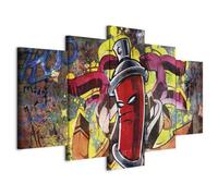 Cuadros B&D XXL - Cuadro en Lienzo Street Art 200x100 cm 5 piezas - Impresión en material tejido no tejido cuadros decoracion salon modernos lienzos - Abstracto colorido Graffiti 020105-13