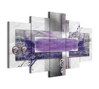 Cuadros B&D XXL - Cuadro en Lienzo Violeta 150x75 cm 5 piezas - Impresión en material tejido no tejido cuadros decoracion salon modernos lienzos decorativos dormitorios - Abstracto 020101-194